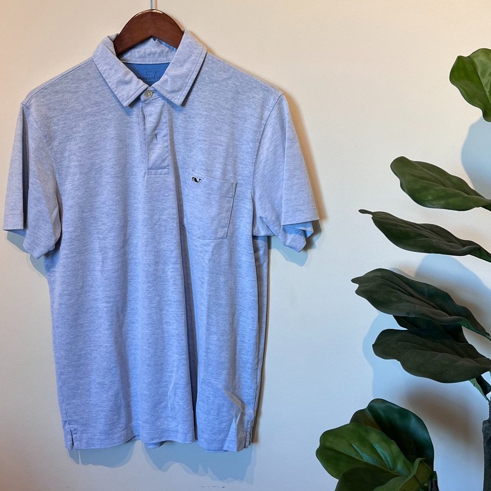 Vineyard Vines Men's Short Sleeve Polo Color Light Blue Size M
